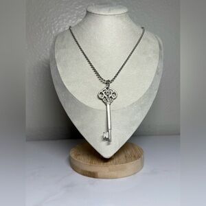 Vintage Silver Key Pendant Necklace